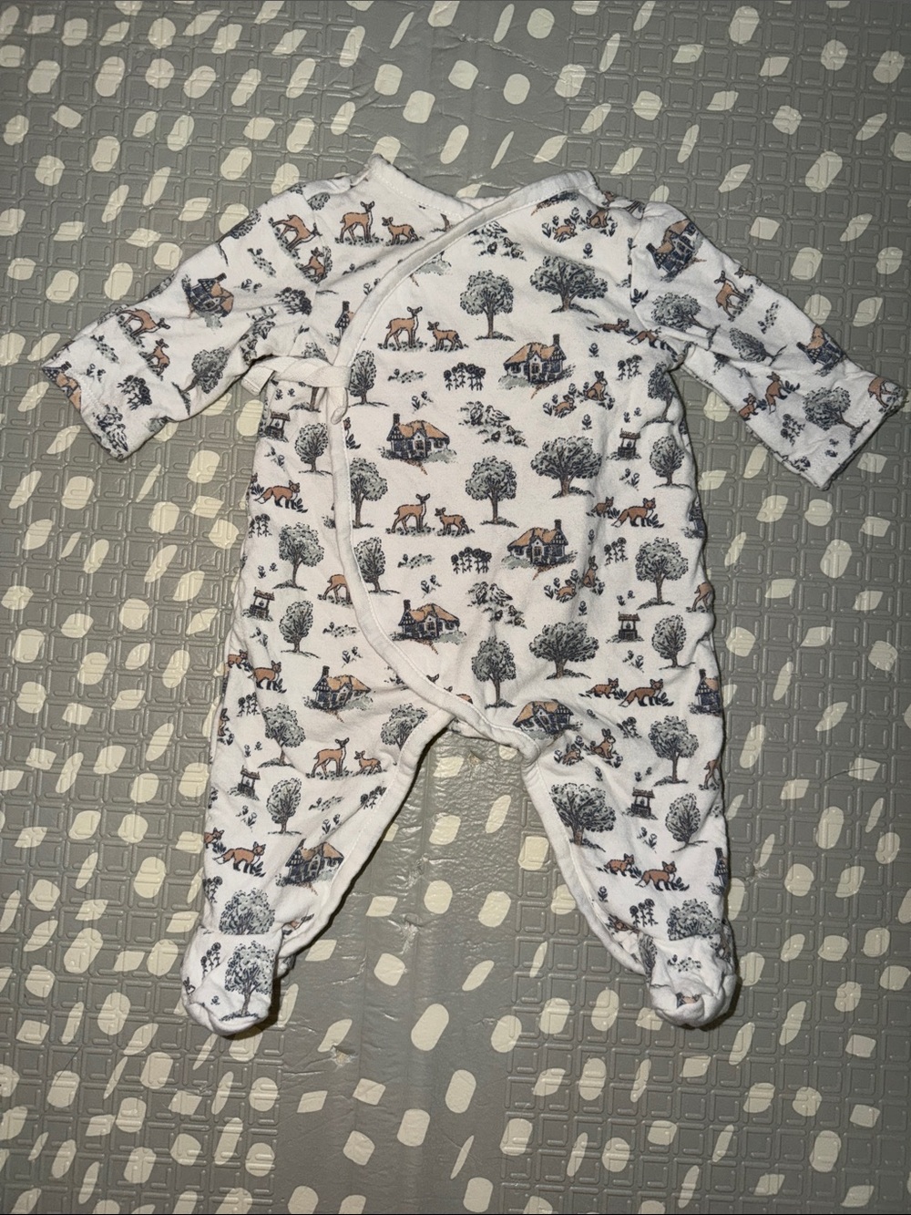 Janie and Jack Woodland Toile Baby One-Piece Footed Kimono-Style Sleeper